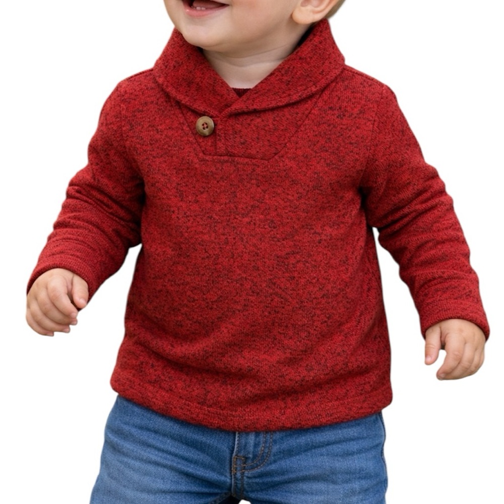 Jumping Beans Dancing Red shawl collar boy’s sweater fleece size 12M